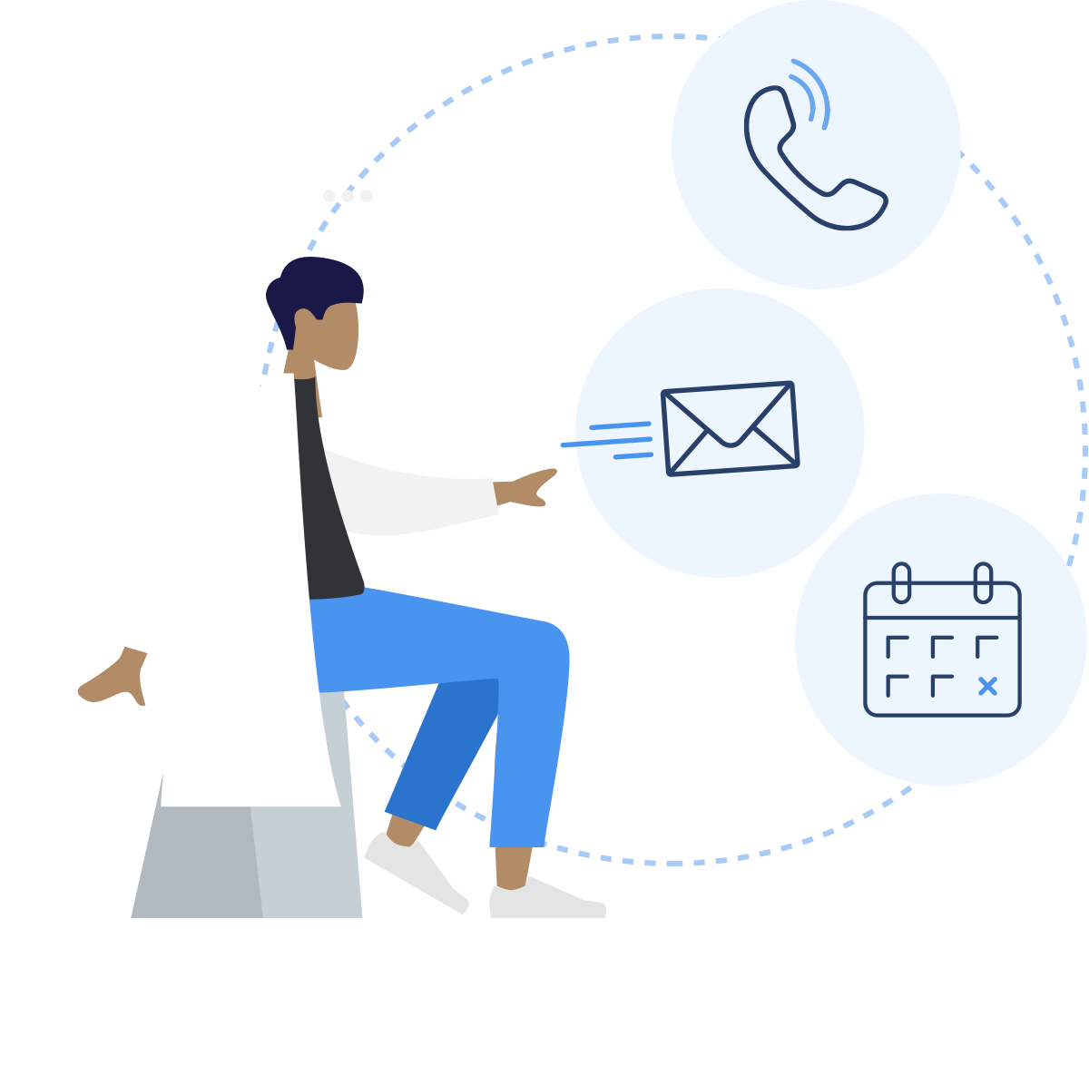 Arzt mit E-Mail, Telefon & Kalender